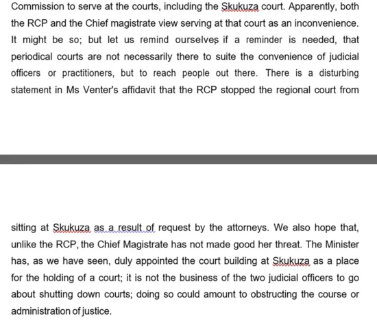 Extract from Legodi’s letter